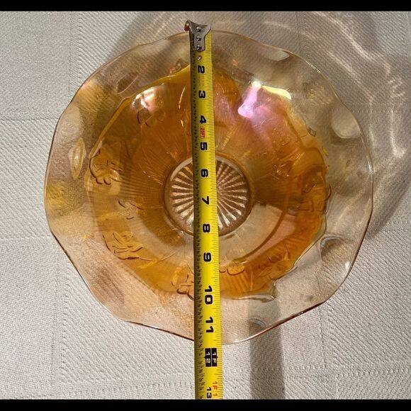 Vintage Jeanette Glass Iris & Herringbone Iridescent Carnival Serving Bowl EVC. - Picture 3 of 7